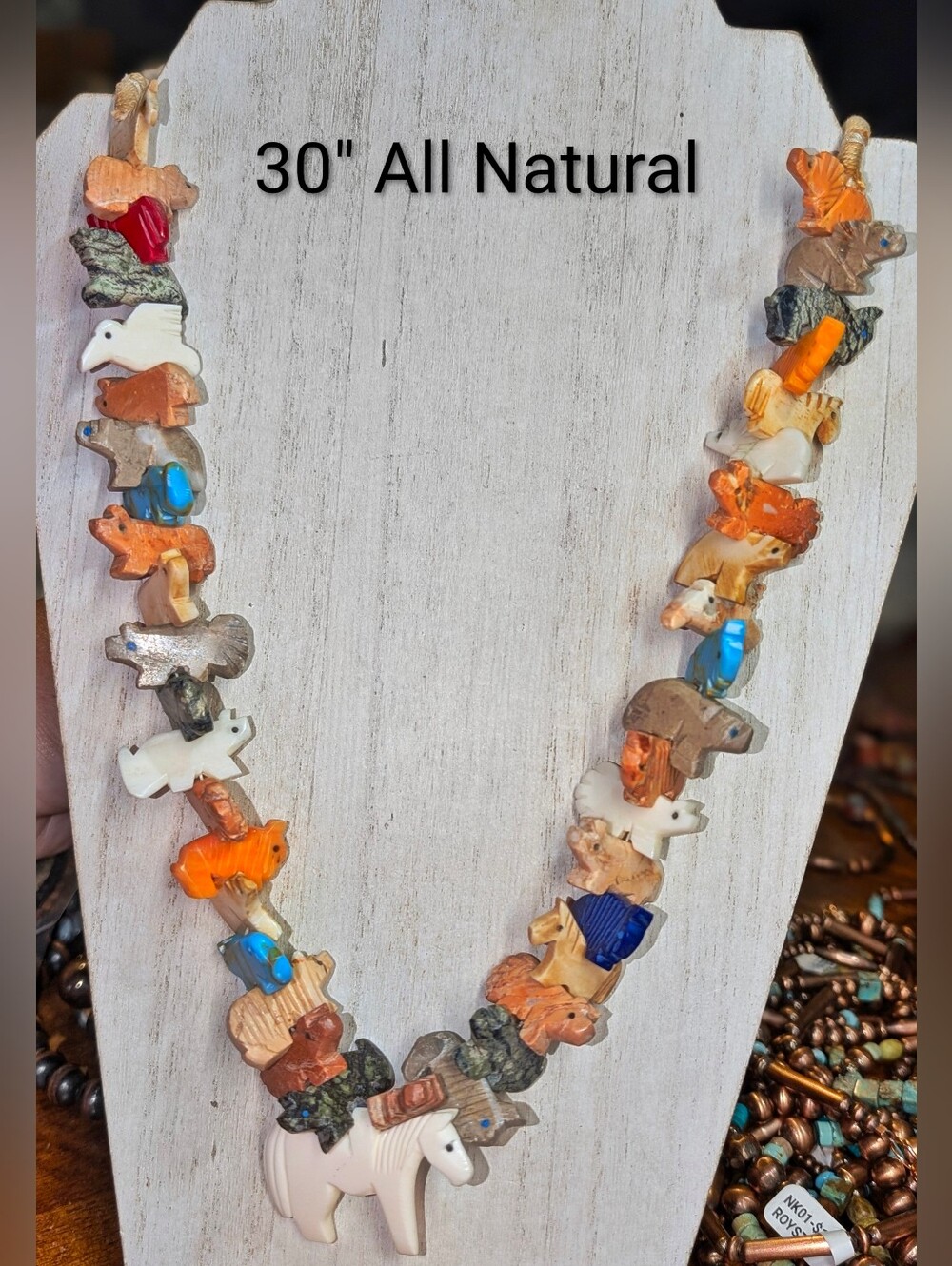 Handcrafted Stone Horse & Multi Animal Carved Necklace
